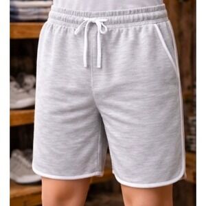 ASOS Men's Shorts Size Large Light Gray Lounge Athletic White Trim Drawstring